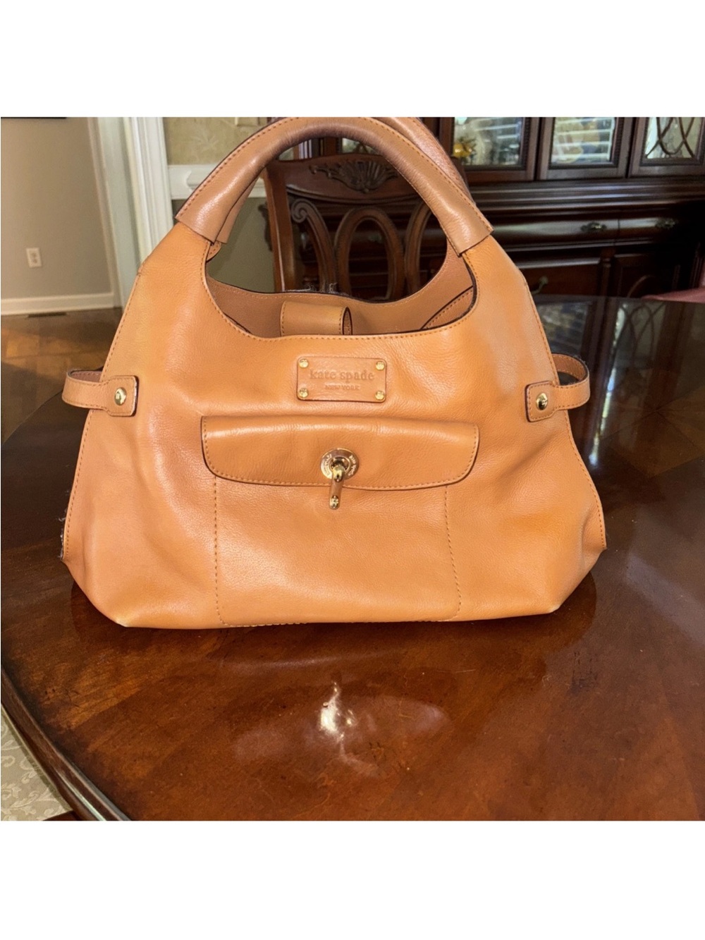 kate spade Tan Leather Shoulder Bag with Front Pocket